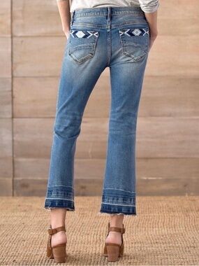 DRIFTWOOD Colette cropped embroidered jeans Size 28